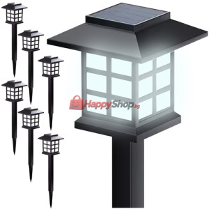 6 броя LED градински соларни лампи за алея и двор къщички